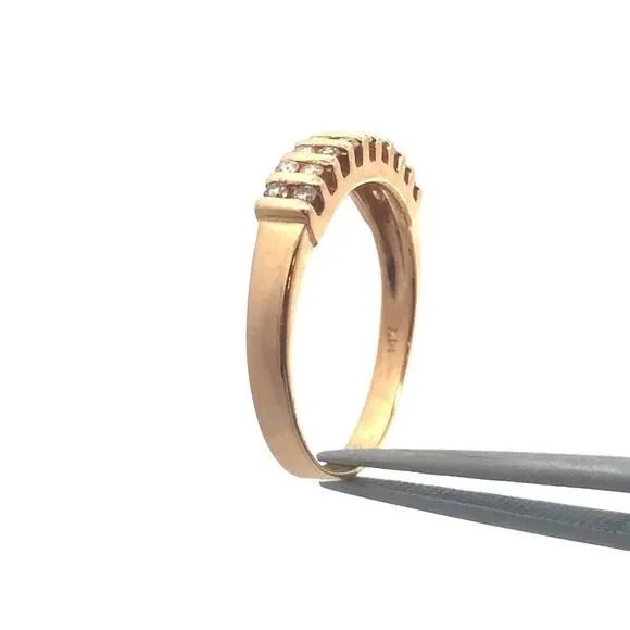 14K Yellow Gold Round Diamond Channel Set Anniversary Band Ring